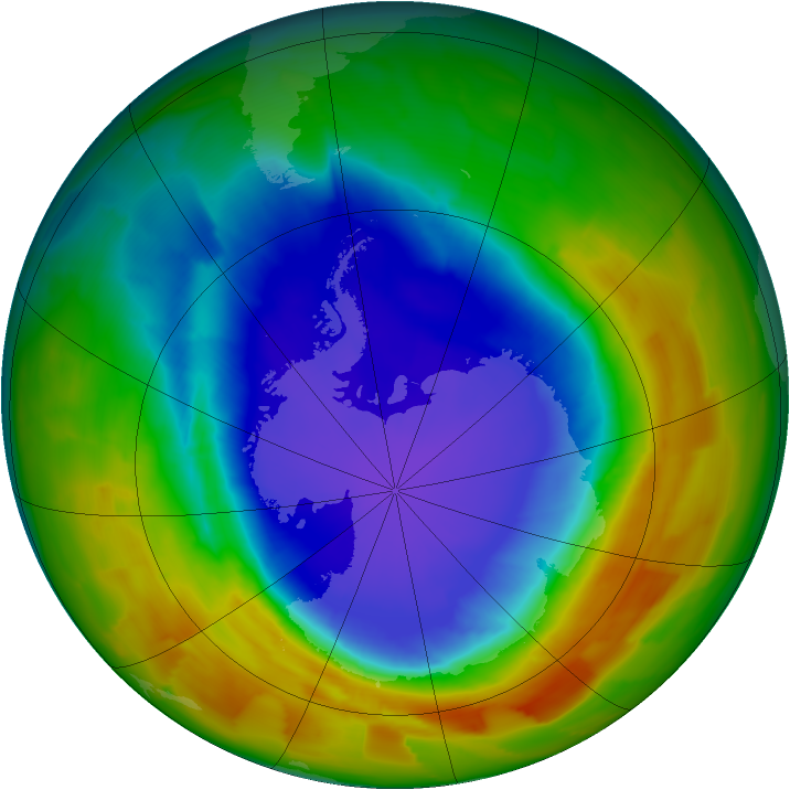 Antarctic ozone map for 05 October 2012